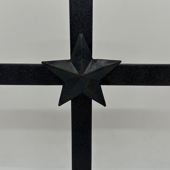 NEW Vintage Dark Brown Metal Crucifix Cross Star Wall Hang or Free Stand 10” - Picture 2 of 9